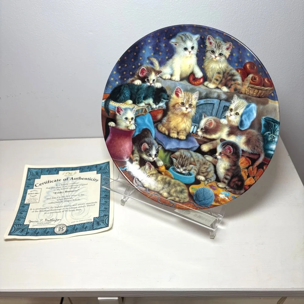 Vtg Litter Rascals FRISKY BUSINESS Porcelain Plate BRADFORD EXCHANGE Cats Kitten